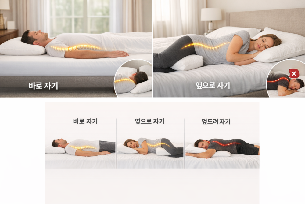 최고의 수면 자세 완전 가이드 – 바로 자기와 옆으로 자기 비교
