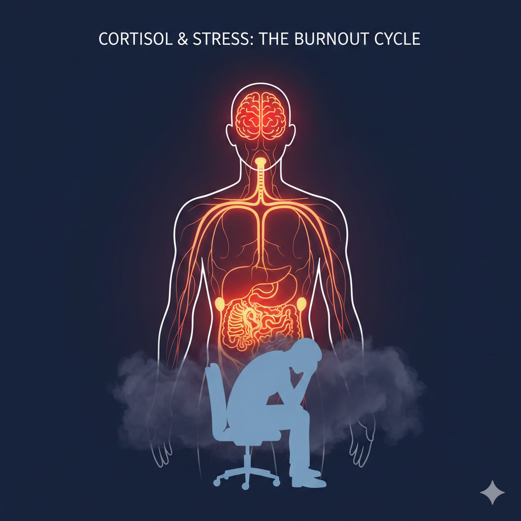 장기적인 스트레스가 호르몬에 미치는 영향 코르티솔 변화 설명 이미지