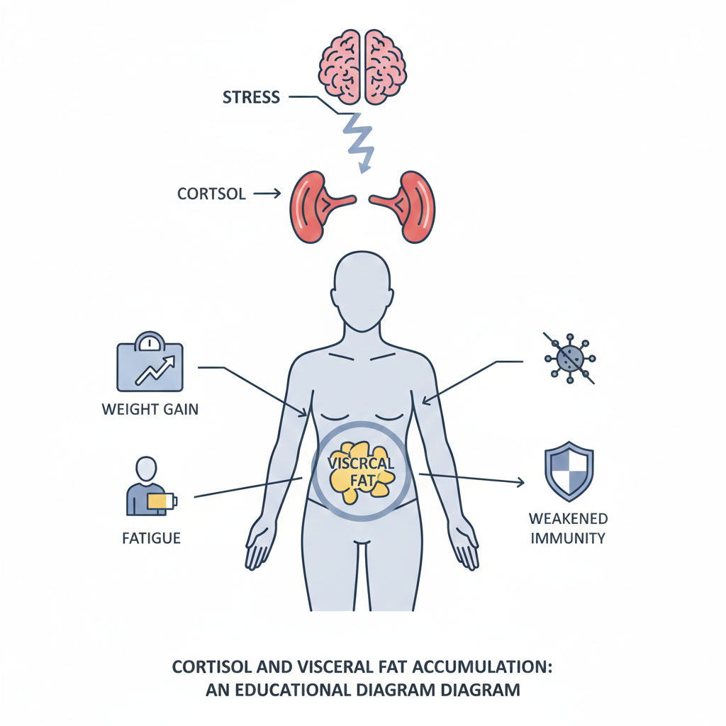 코르티솔 상승과 내장 지방 증가의 관계