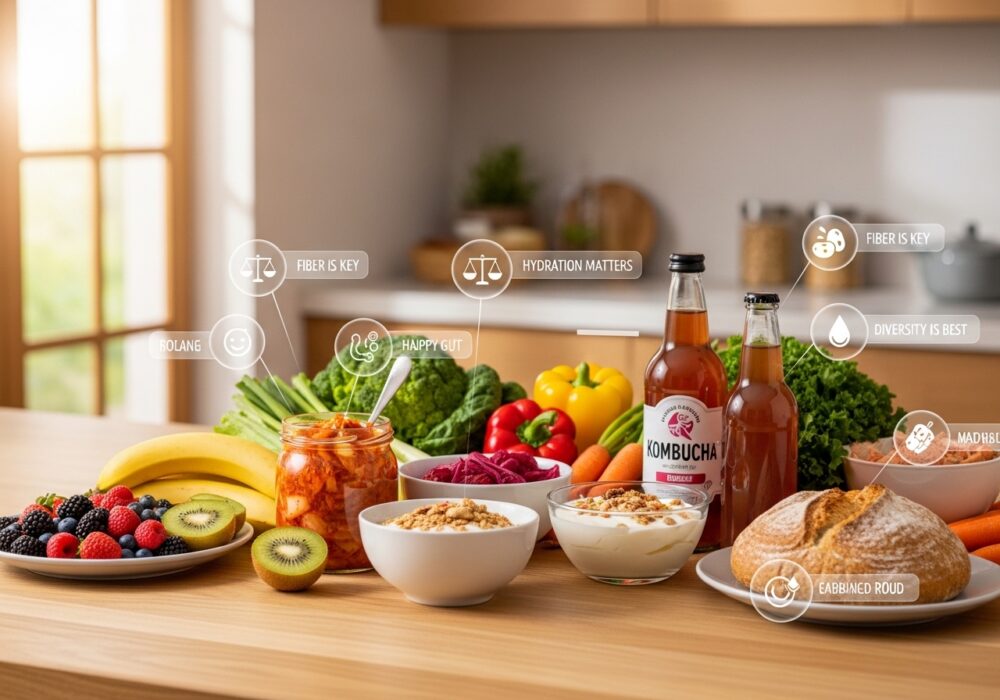 장 건강 오해를 바로잡는 과일, 채소, 발효식품 이미지