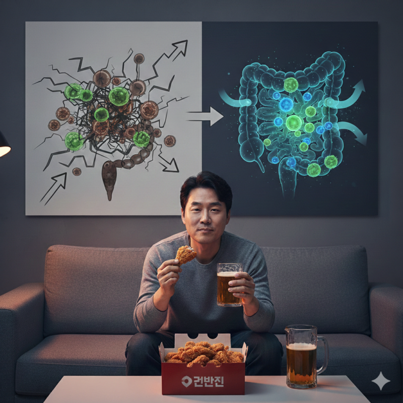 신진대사를 망치는 습관인 야식과 장내 미생물 신진대사 저하 이미지