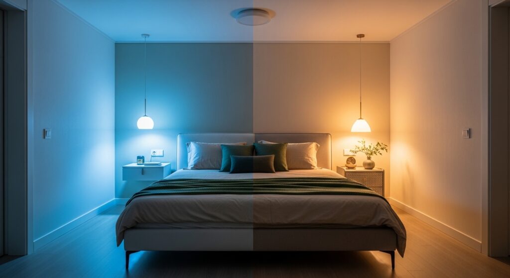 수면 친화적 간접조명으로 피로 회복되는 침실