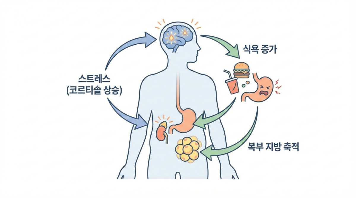 스트레스 체중 증가 구조 인포그래픽