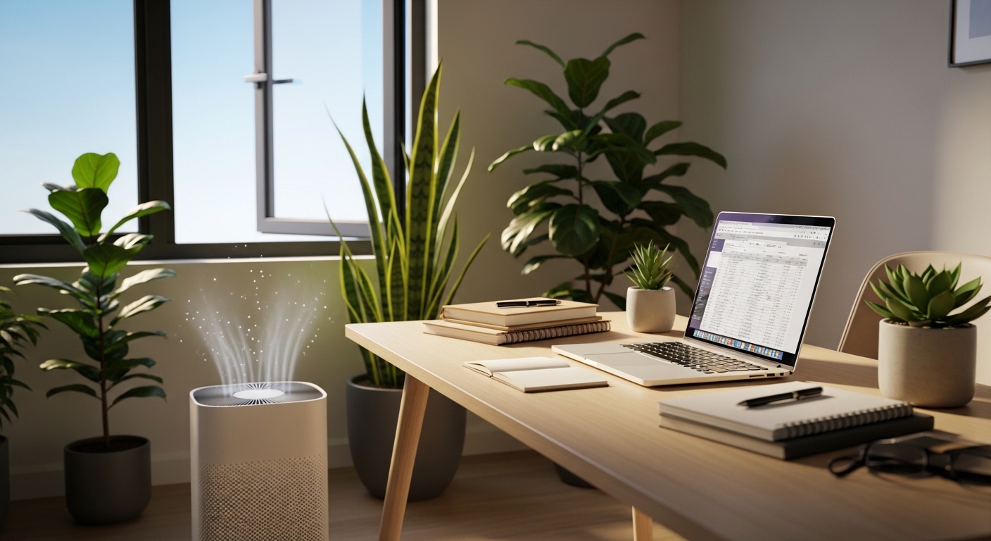 공기질과 집중력이 향상되는 홈오피스 환경 예시