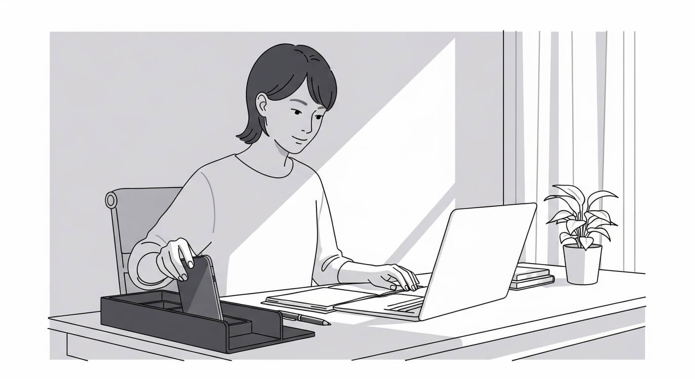 도파민 디톡스 방법으로 스마트폰 사용을 줄이고 집중력을 회복하는 모습