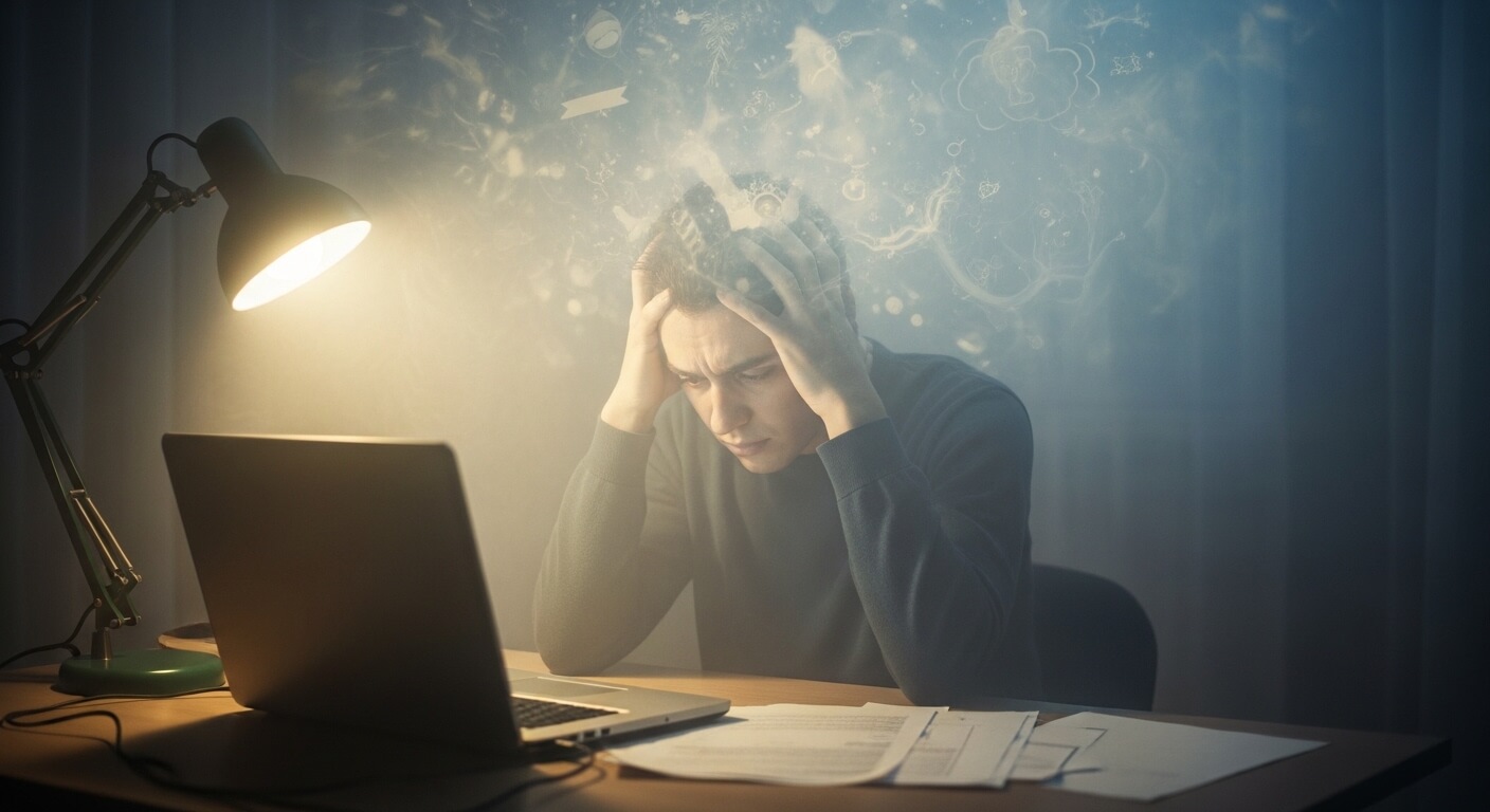 브레인포그 해결 방법과 머리가 멍한 상태를 보여주는 이미지