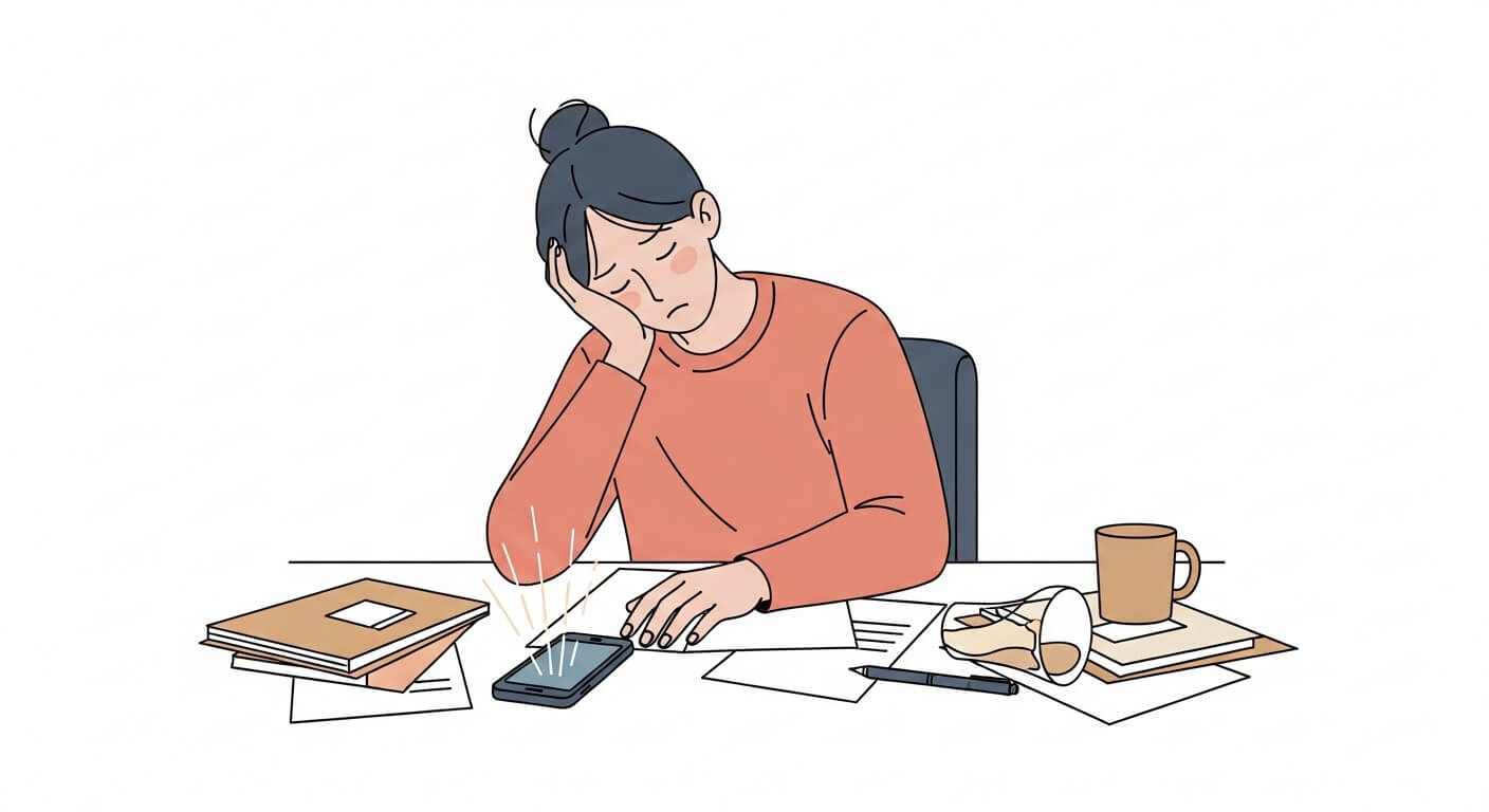 집중 안되는 이유를 환경과 스마트폰, 컨디션으로 표현한 이미지